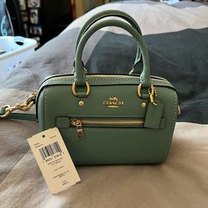 Coach (C9950) Mini Rowan Marine Crossgrain Leather Satchel Crossbody Handbag